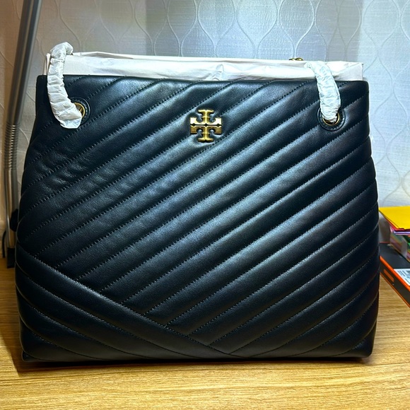 Tory Burch Handbags - New Tory Burch Black Tote with Golden Chain Kira Chevron  New $598